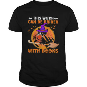 Cat Witch This Witch Can Be Bribed With Books Moon Shirt